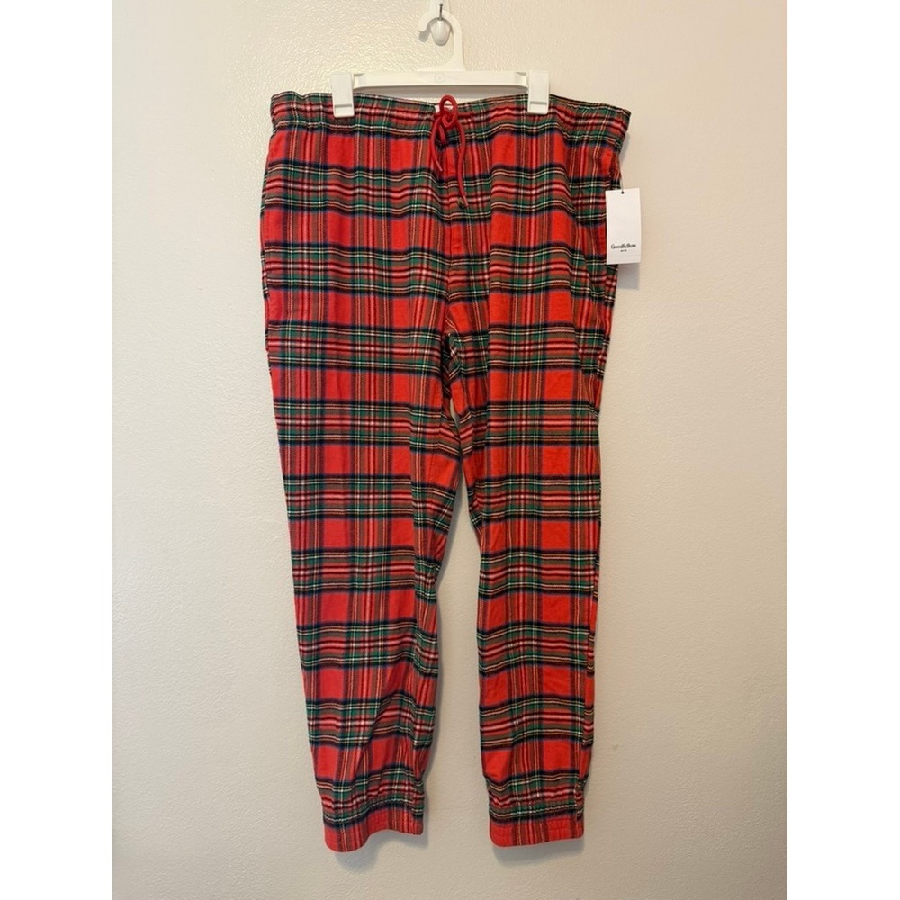 Goodfellow & Co Mens Red Plaid Plush Flannel Jogger Pajama Pants XL NWT